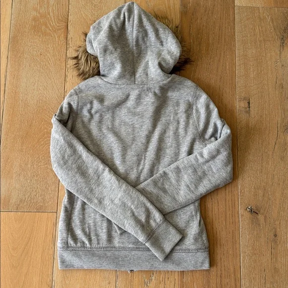 RARE Vintage Y2K Abercrombie & Fitch Fur Hood Moose Sweater Lined Hoodie M - Picture 7 of 9